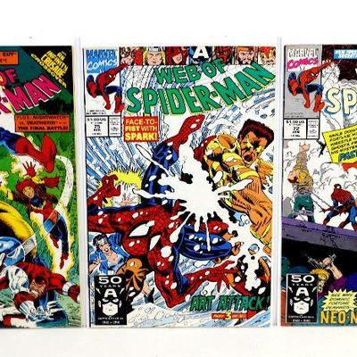 WEB OF SPIDER-MAN #63 #71 #72 #75 #106 Comic Books Set 1990-93 Marvel Comics