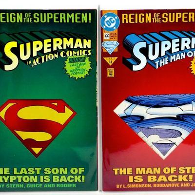 SUPERMAN Reign Of The Supermen COMIC BOOKS SET - DIE CUT COVERS 1993 DC Comics
