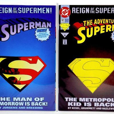 SUPERMAN Reign Of The Supermen COMIC BOOKS SET - DIE CUT COVERS 1993 DC Comics
