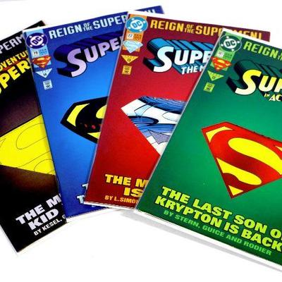SUPERMAN Reign Of The Supermen COMIC BOOKS SET - DIE CUT COVERS 1993 DC Comics