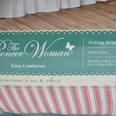 The Pioneer Woman King Comforter Ticking Stripe/Red Stripe - New
