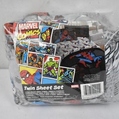Marvel Comics Spiderman Twin Size Sheet Set, 3 Pieces - New, Open Package