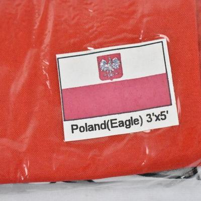 3 Flags, 3' x 5' Poland, Valley Forge Poland with Eagle Flag - New