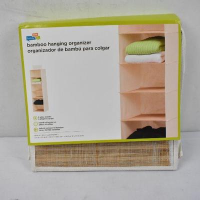 Bamboo Hanging Organizer, 6 Wide Shelves - New, No Packaging