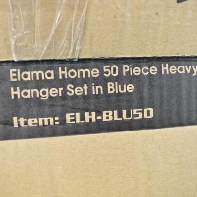 50 Piece Heavy Duty Velvet Non-Slip Slim-Profile Hangers, Blue - New