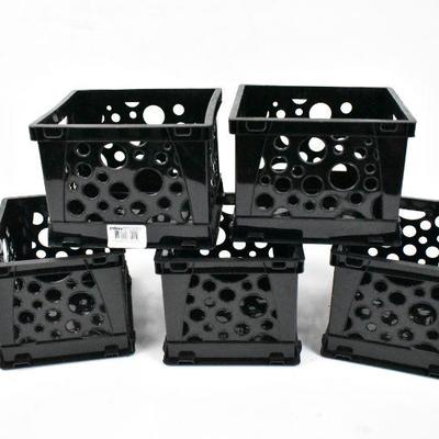 5 Black Micro Crates by Storex - New