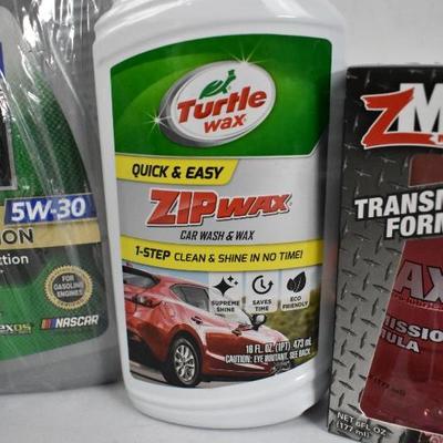 5 Piece Car Care Kit: 5W-30 Motor Oil 1 Qt, Zip Wax, Purple Power, More - New