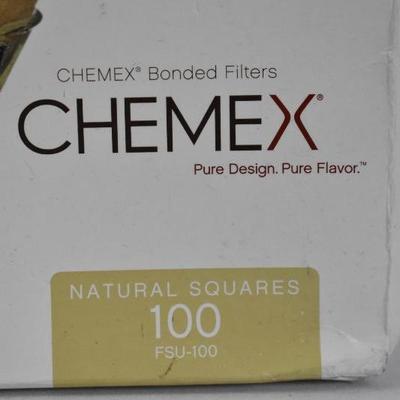 Chemex Coffee Filters, Bonded Natural Squares, Unbleached (FSU-100) 100 - New