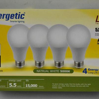 4 Energy Saving Light Bulbs & 1 Power Strip - New