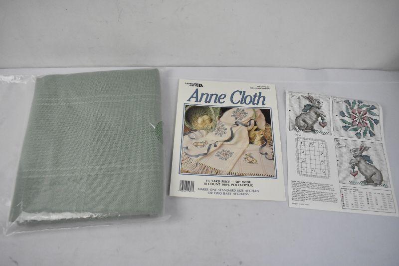 Sage Green Anne Cloth Cross Stitch Afghan Fabric W Instructional Patterns New Estatesales Org