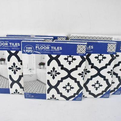 70 Sq Ft (7 Boxes)Peel & Stick Vinyl Floor Tiles, B&W 