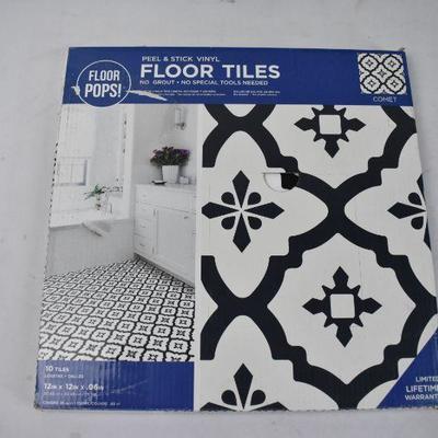 70 Sq Ft (7 Boxes)Peel & Stick Vinyl Floor Tiles, B&W 