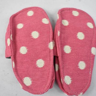 Kids Slipper Shoes, Pink with White Polka Dots, Handmade - New