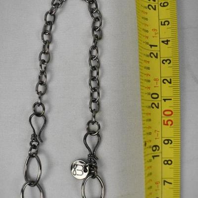 Mialisia Long Necklace, Black Shiny Metal, Adjustable Length #1 - New