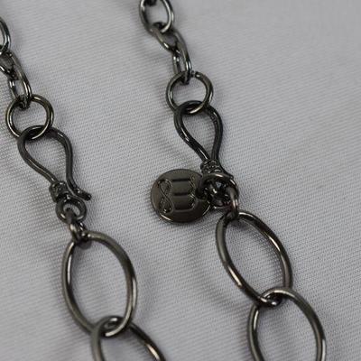 Mialisia Long Necklace, Black Shiny Metal, Adjustable Length #2 - New