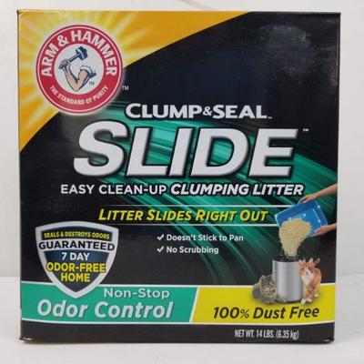 Cat Litter, Arm & Hammer Clump & Seal Slide Clumping Litter, 14 lbs - New
