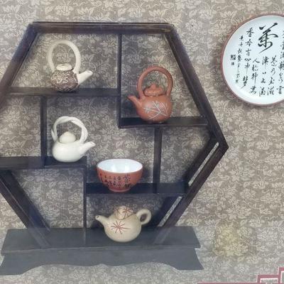 Mini Tea Pots in Shadowbox Frame, 21
