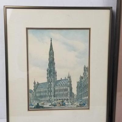 Two Framed Cityscape Prints