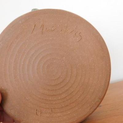 Art Stone Pottery Signed Apple Shape Dish Mudd Works, USA 6