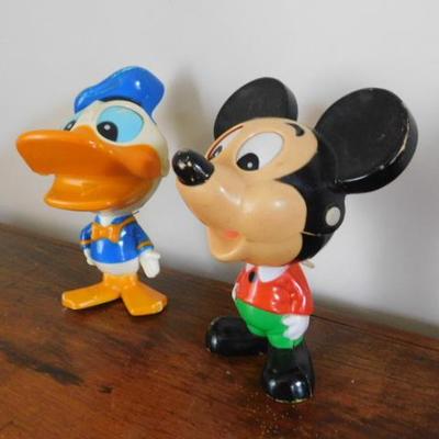 Vintage Mickey and Donald Pull Cord Talking Figure Moving Head