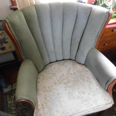 Vintage Walnut Frame Upholstered Tufted Back Chair