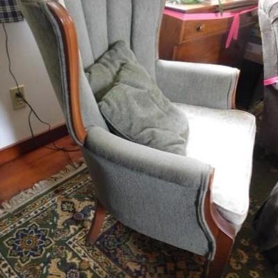 Vintage Walnut Frame Upholstered Tufted Back Chair