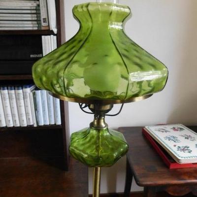 Vintage Green Depression Glass Floor Lamp