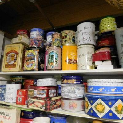 Lot #1:  Entire Shelf of Collector Tins and Contents as Shown (See All Pics)