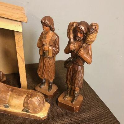 Lot #242 Hand Carved Nativity Scene 
