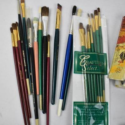 Painting Lot: Brushes, Oil Paints, Thinner/Oil/Varnish