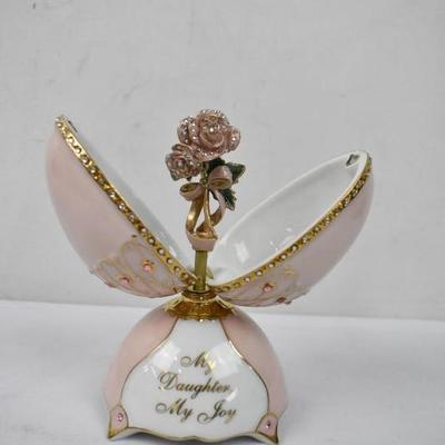 My Daughter My Joy Porcelain Figure Roses in Egg, by Elliot with Certificate