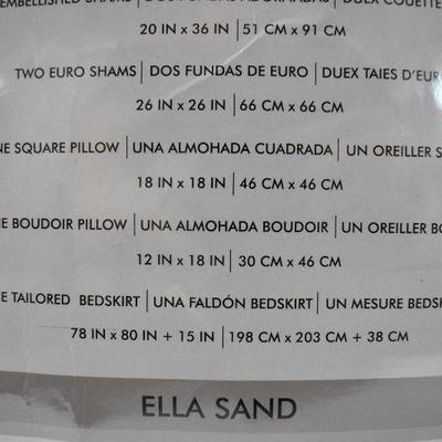 King Size Comforter Set, Ella Sand Tan, 8 Piece Textured Pinch Pleat Set