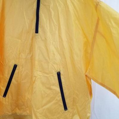 3 Bright Yellow Nylon Pullover Jackets with Ventable Collars: 1 Large and 2 XXXL