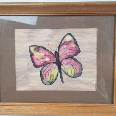 2 Framed Butterfly Paintings