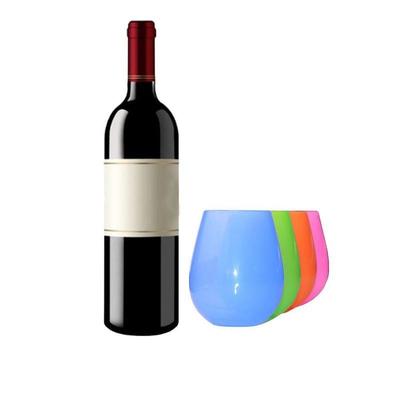 Set of 4 Colorful Silicone Stemless Wine Glasses - New