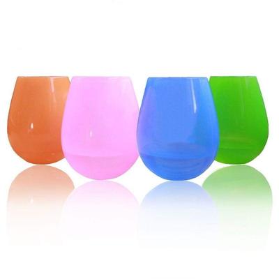 Set of 4 Colorful Silicone Stemless Wine Glasses - New
