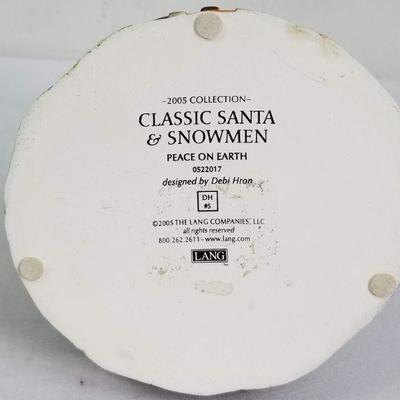 Small Christmas Lot: 4 Piece Snowman Plate Set, Blue/Green Santa Ceramic Figure
