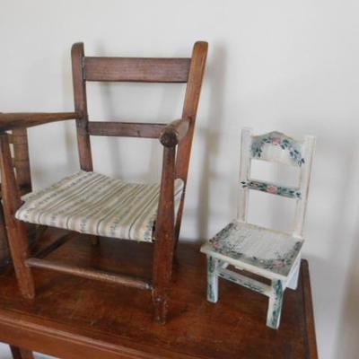 Set of Three Doll Chairs of Various Sizes