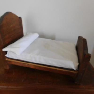 Hand Crafted Wood Large Doll Bed with Mattress and Head Roll 15