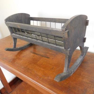 Hand Crafted Wood Doll Cradle 16