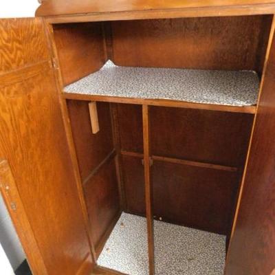 Vintage Oak Solid Wood Armoire with Top Apparel Shelf 36