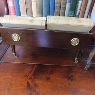Antique Mahogany Stairstep Wood 4 Shelf Book Stand with Drawer 43
