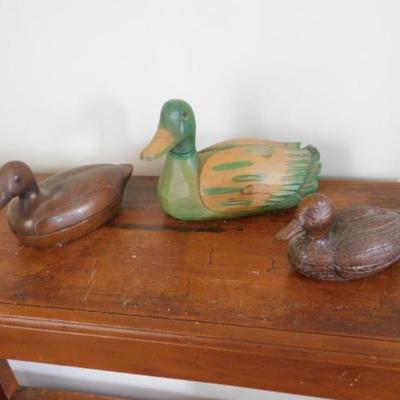 Set of Three Wooden Duck Decoys