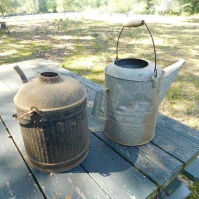 Set of Galvinized Cans Water and Kerosene
