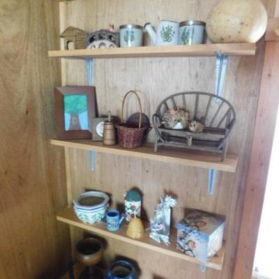 Wall Shelf #2:  Selection of Garden and Country Themed Collectibles and Decor