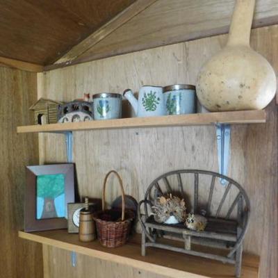 Wall Shelf #2:  Selection of Garden and Country Themed Collectibles and Decor