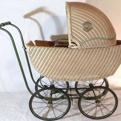 1 - Antique Wicker Baby Buggy by J.C. Penney #231-B-7 Mary Lou Plaything