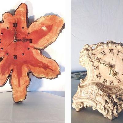 50 - Burl and ceramic Clock