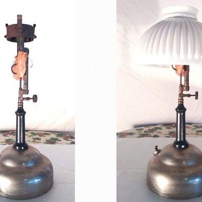 Lantern with white milk glass top