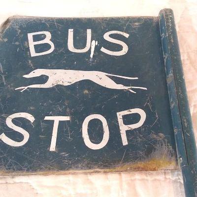 90 - Original Greyhound Metal Bus (Stop sign)...